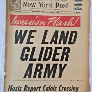 VINTAGE 1944 World War II Invasion Updates 3 Partial Newspapers